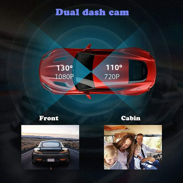 Caméra de tableau de bord avant et arrière, caméra de tableau de bord HD  2,5 K pour voiture, enregistreur de voiture avec écran IPS de 3, super  vision nocturne, caméra avant de
