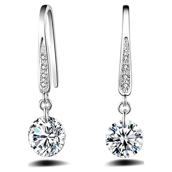 UDIYO Women Fashion 925 Sterling Silver Rhinestone Dangle Earrings Wedding Jewelry