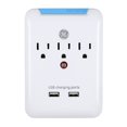 thumbnail image 1 of Protector contra sobretensiones GE Pro, extensor de 3 salidas y 2 puertos USB, color blanco, 1 of 6