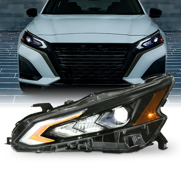 AKKON- Fit 2023 2024 Nissan Altima 4Dr Sedan Full LED w/ DRL Projector Headlight Headlamp OE Style Black Driver Left Side Assembly