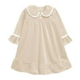 thumbnail image 2 of Gunia Toddler Girl Nightgown Princess Pajama Dress Long Sleeve Bathrobe Velvet Sleep Dress For Kids Babys Clothes Night Gowns Pjs Loungewear Khaki 12-24 Months, 2 of 4