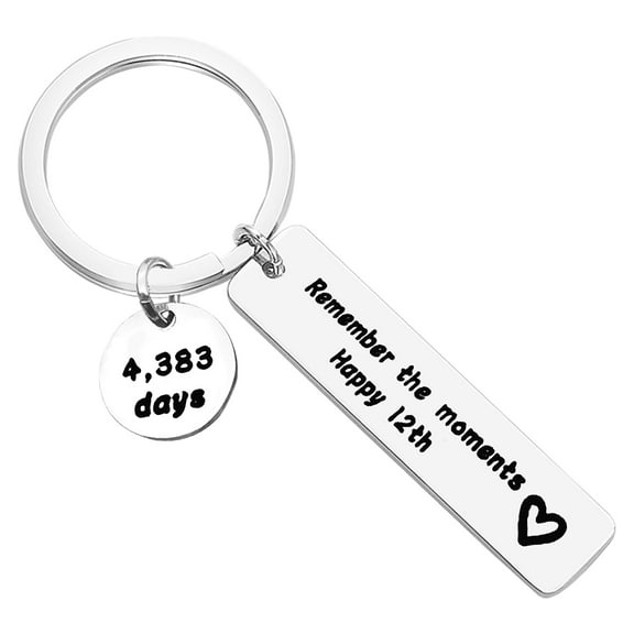 12th Birthday Gift Happy Birthday Keychain Remember The Moments Happy 12th Keyring Teen Girls Boys Inspirational Gifts Birthday Gifts for Daughter Son Niece Nephew Birthday Keyring for Sister Friends