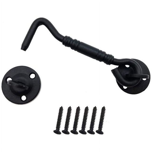 Cerradura para puerta de granero, pestillo de gancho y ojo de acero inoxidable de 4 pulgadas con tornillos de montaje, pestillo de cerradura de puerta para puerta corrediza