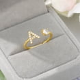 thumbnail image 1 of Anillo con letra AZ dorado para dama, anillo creativo con circonitas ajustable para los dedos, 1 of 5