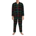 thumbnail image 4 of Kll Buffalo Plaid Dark Green Sleepwear Mens Flannel Pajamas,Long Cotton Pj Set, 4 of 9