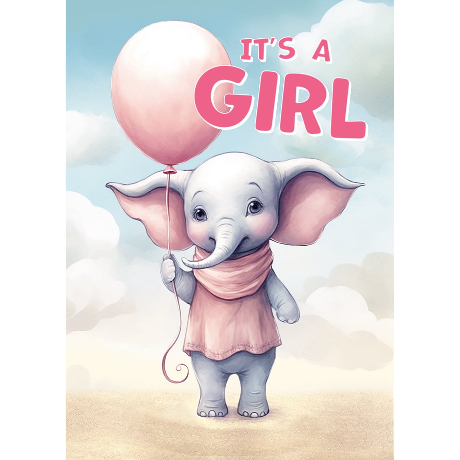 America Forever It's A Girl House Flag 28 x 40 inch Double Sided Elephant Balloons Baby Girl Flag for Baby Shower Birth Announcement Gender Reveal Newborn Baby Welcome Outdoor Yard Decoration