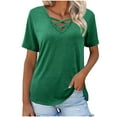 thumbnail image 2 of Summer Fashion Oversize Shirts for Womens Casual Solid Color V-neck Sleeve Top, 2 of 8