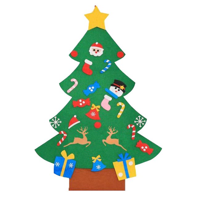 Árbol de Navidad de Fieltro - Para niños, Decoraciones para árboles de Navidad para colgar en la pared