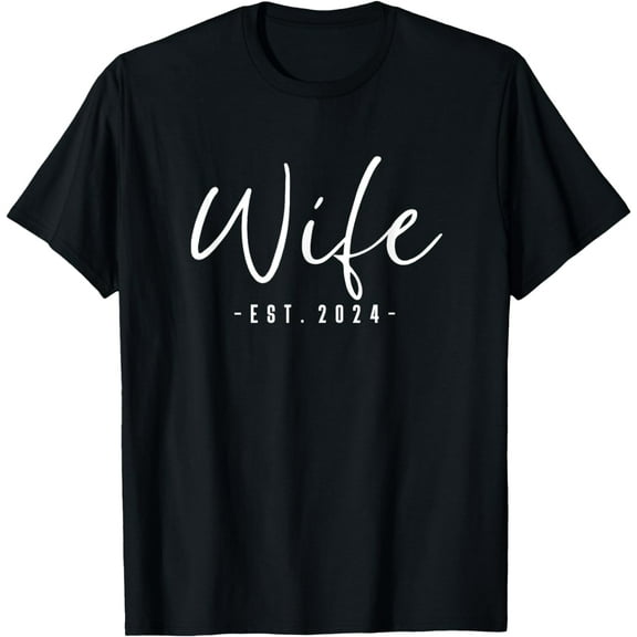 Wife Est 2024 Just Married Honeymoon Wedding Couples T-Shirt