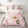 thumbnail image 2 of Manfei Pumpkin Lantern Ghost 7 Pieces Bedding Comforter Set,Happy Halloween Full Bedding Set,Pink White Brown Fitted Sheet Flat Sheet For Teens Boy,Microfiber Bedroom Decor Reversible, 2 of 8