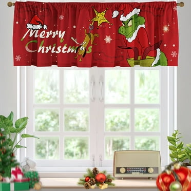 SUNWISHA Christmas Curtain Valances for Windows Kitchen Decor 52x18 Inch