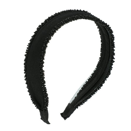 Vocoste 1 Pc Beaded Headbands Hairband for Women Black 1.18 inch Wide