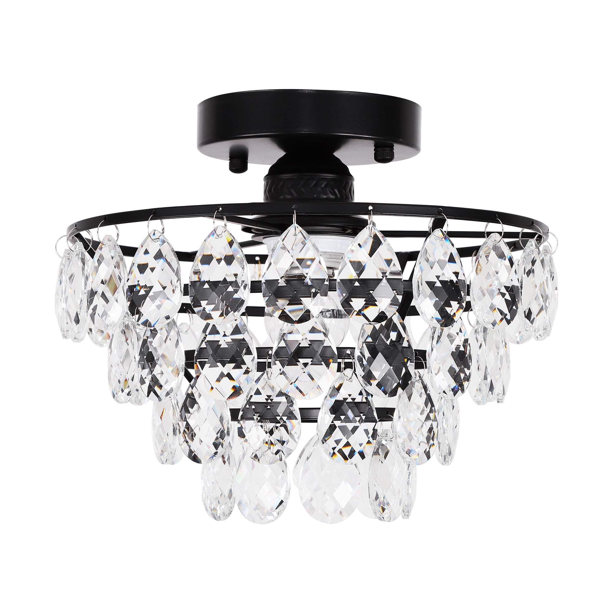 LOHAS 1Light Black Crystal Ceiling Light Fixture Mini Modern Semi