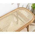 thumbnail image 5 of Guyou 45" Farmhouse Wood Bench, Small Rattan Cane Bench Wicker Bench Dining Bench for Dining Room End of Bed Living Room Entryway Foyer Indoor, Weave Bench, 5 of 12