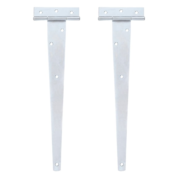 2Pack T-Strap Door Hinges, 12" Wrought Tee Shed Gate Hinges Iron (White Zinc)
