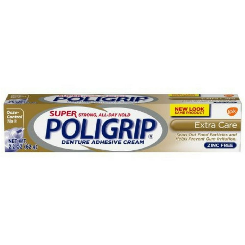 SUPER POLIGRIP Denture Adhesive Cream Extra Care 2.20 oz