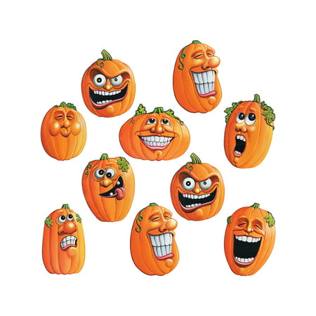 10 Piece Mini Wacky Jack-O-Lantern Halloween Cutouts Party Decorations