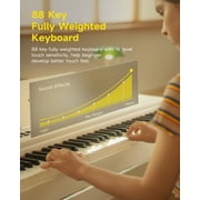 Donner New Upgraded Digital Piano 88 Key Fully Weighted Keyboard with 16 Level Touch Sensitive for Beginner, with 600 Rhythms, 110 Demos, 3 Pedals, White, DDP-95