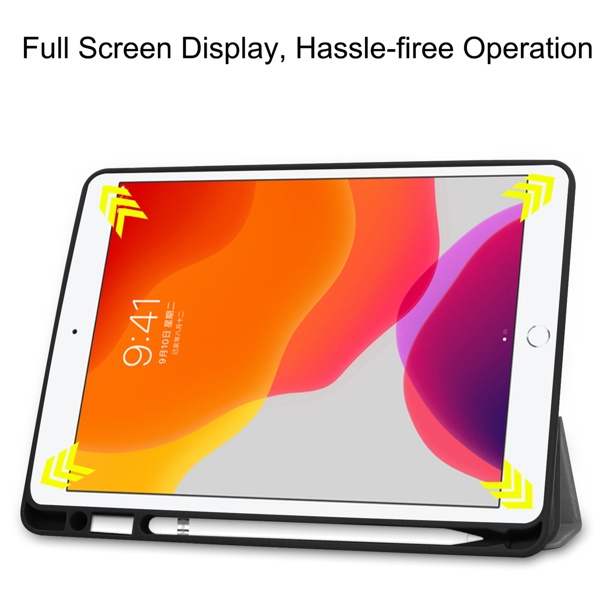 Dteck iPad 10.2 Case with Pencil Holder, iPad 7th Gen Case, Slim Fit PU Leather Trifold Smart Case Auto Wake Sleep, Flexible TPU Matte Back Cover For Apple iPad 7th Generation 10.2'' 2019, Gray