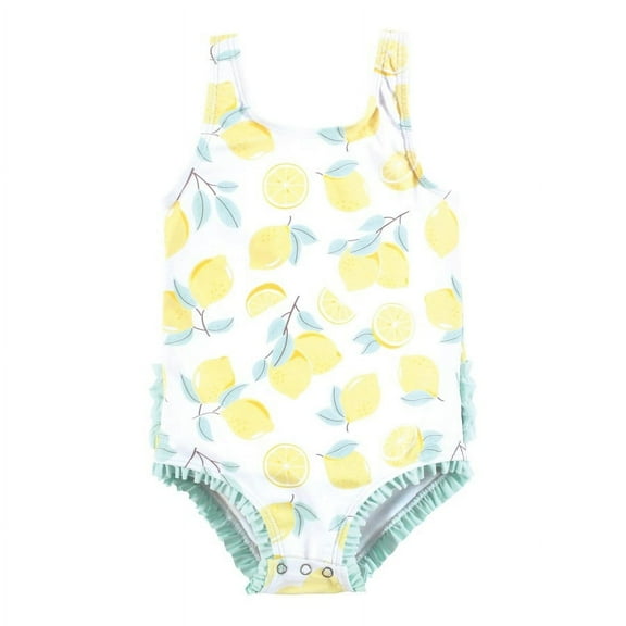 Hudson Baby Girls Baby Swimsuit, Mint Lemons, 3-6 Months