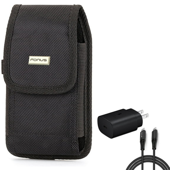 Case Belt Clip w 25W Fast Home Charger for Samsung Galaxy S22 Ultra,S21,S21 Ultra,S21 S20 Ultra,S20 Plus,Ultra Fan Edition,Fan FE 5G - Rugged Holster Canvas, PD Type-C 6ft USB-C Cable