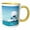 Yellow/White, variant on 3drose, a Pretty Tranquil Blue Sea Side with Palm Trees All in Blue, 15oz Mug