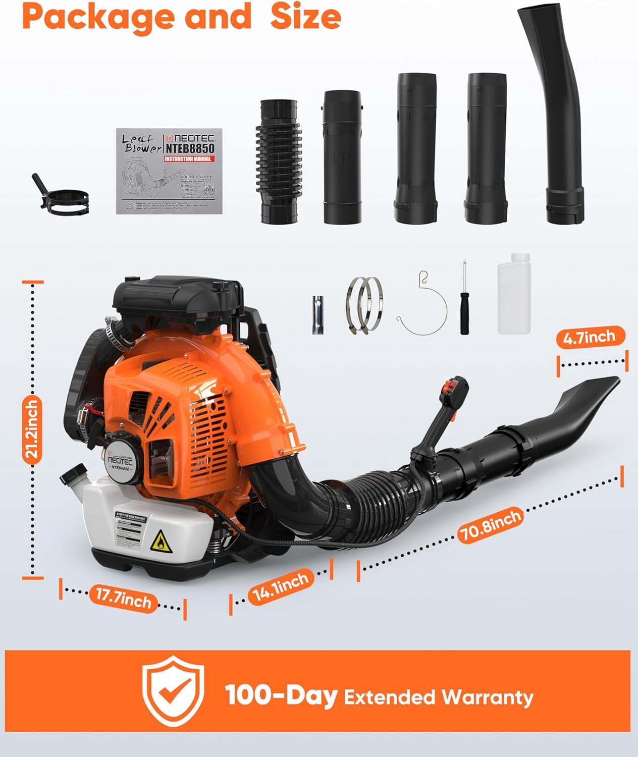 75.6CC Gas Leaf Blower Backpack 847CFM 2-Cycle Ergonomic Harness System -236 MPH Low Vibration -Cruise Control Powerful Gas Blowers for Lawn Yard Care
