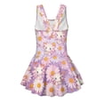 thumbnail image 2 of COEQINE Swim Dress for Girls with Built-in Liner & Flowy Skirt, Scoop U-Neck V-Back Playful Tankini Style Swimsuit for 3-4 Year Olds, Polyester Spandex Blend, Axolotl Daisy Purple, 2 of 8