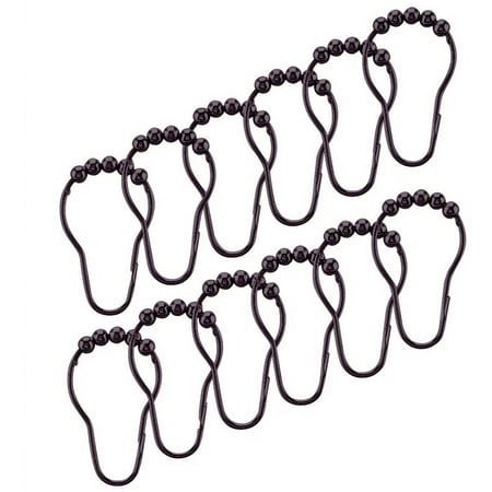 Bath Bliss 12 Pack Steel Shower Curtain Rings in Bronze