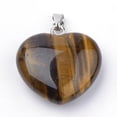 thumbnail image 2 of Natural Tiger Eye Pendants with Alloy Findings Heart Platinum 27~29x28x11mm Hole: 3.5x5mm, 2 of 2