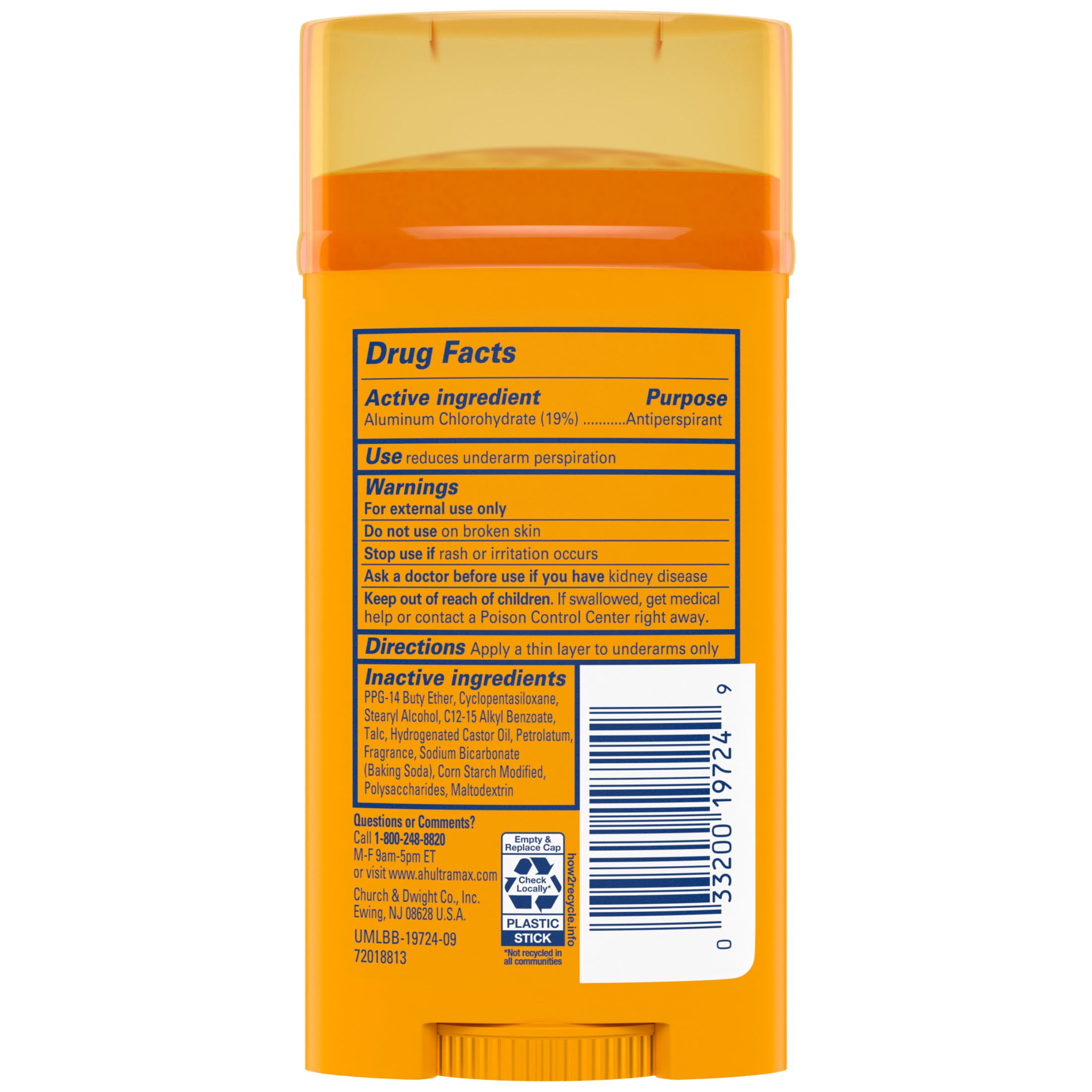 (2 pack) ARM & HAMMER ULTRA MAX Deodorant, Fresh Scent, Solid Stick 2.6 oz, Twin Pack (Pack of Two)