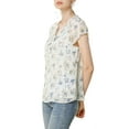 thumbnail image 4 of DARING DIVA Women's Ruffle V Neck Cap Sleeve Chiffon Floral Blouse Top XL White Purple, 4 of 7
