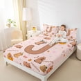 thumbnail image 3 of Erosebridal Kawaii Capybara Kid Bed Sheets, Brown J Letter King Sheets, 4 Pieces, 3 of 5
