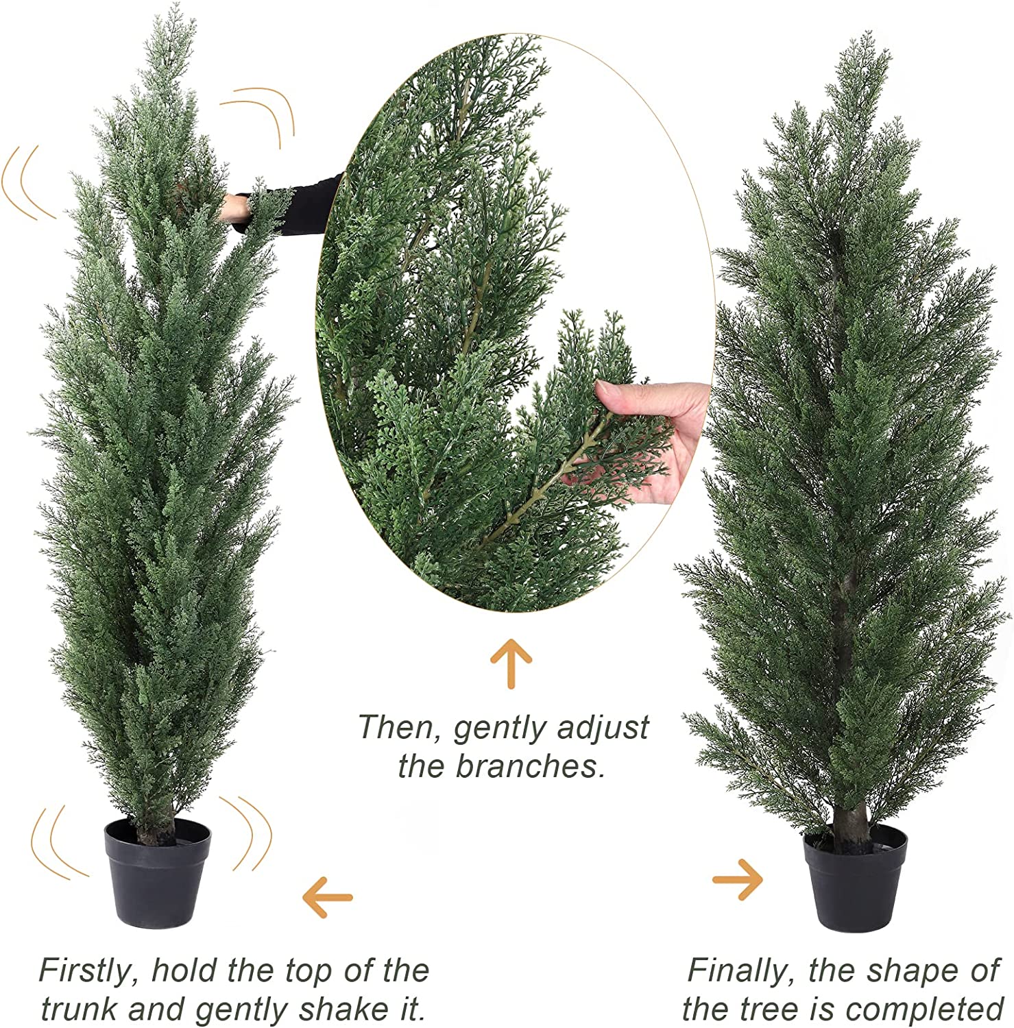 LBYH BLOOM TIMES 2 Pack Topiary Trees Artificial Outdoor Cedar Pine