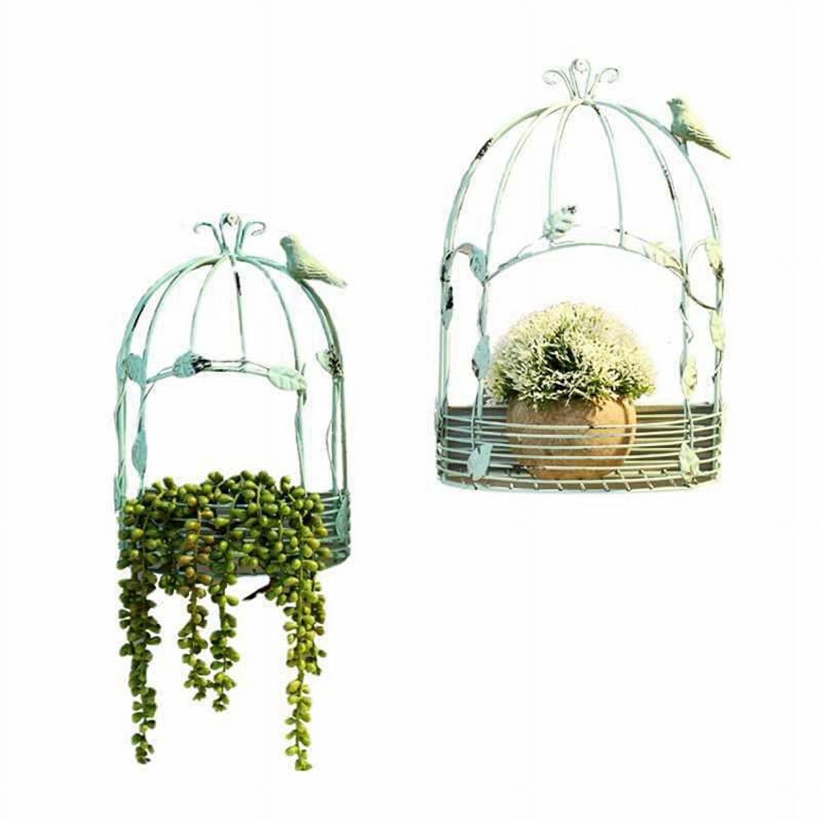Vintage Country Wall Hanging Wire Iron Half Bird Cage Flower Pot Garden Decoration Retro Birdcage Storage Rack Pot A