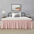 thumbnail image 2 of Wrap Around Bed Skirts 30" Drop, Fully Elastic Dust Ruffle, Soft and Luxury, Fade Resistant, Machine Washable Luxurious Fabric, Twin Size - Pink Solid., 2 of 4