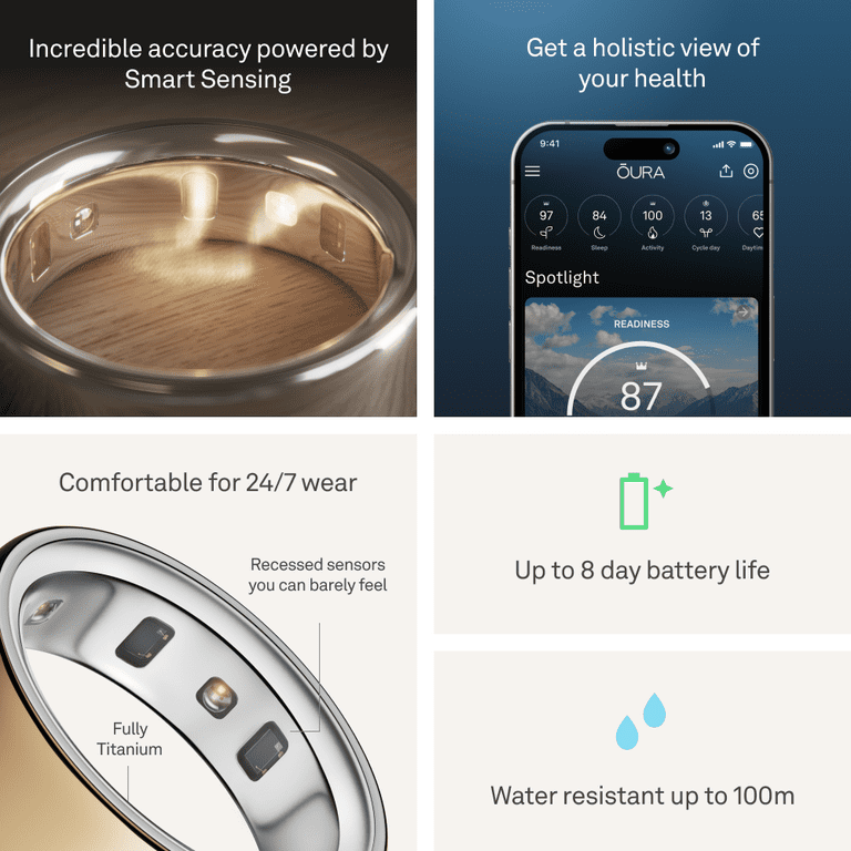 Oura Ring 4, Gold, Size 11, Smart Wearable, Sleep, Fitness & Heart