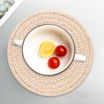 thumbnail image 3 of Batería de Cocina Tapetes de mesa redondos Posavasos Mantel individual de aislamiento tejido hecho a mano (Beige 18cm) Wdftyju Libre de BPA, 3 of 7