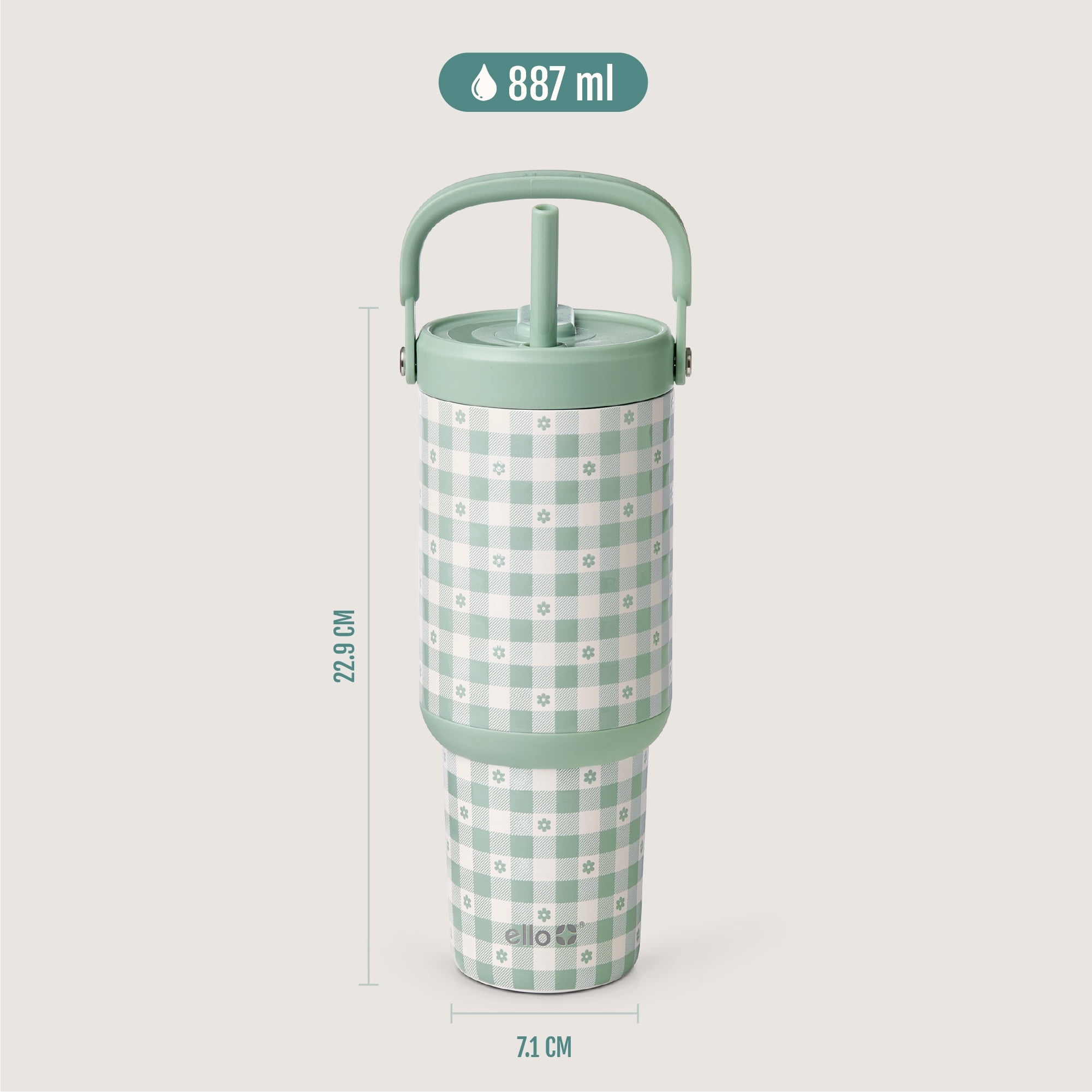Ello Oasis Go 30oz Stainless Steel Tumbler - Plaid Petals