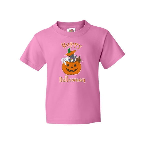 Inktastic Happy Halloween Kittens in Pumpkin Youth T-Shirt
