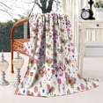 thumbnail image 2 of White Butterfly Flower Pattern Blanket,Comfortable Soft Flannel Throw Blanket,All Season,Warm Lightweight Blankets for Sofa Bed Couch Living Room Chair,50"x60", 2 of 4