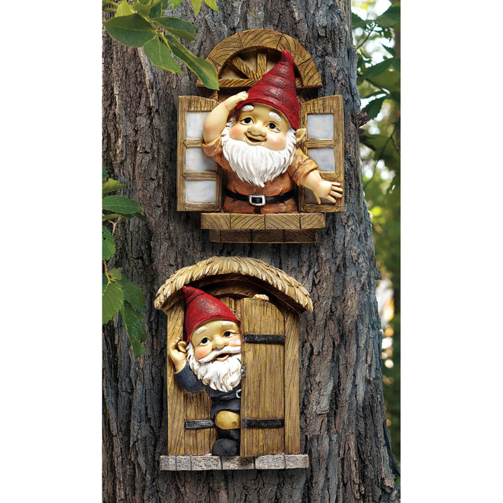 Design Toscano The Knothole Gnomes Garden Welcome Tree Sculpture Set by Design Toscano