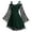 Green, variant on VSSSJ Women Gothic Vintage Lace Patchwork Bell Sleeves Dresses Plus Size Cold Shoulder Long Sleeve Court Ball Party Costume Dress Black XXXL