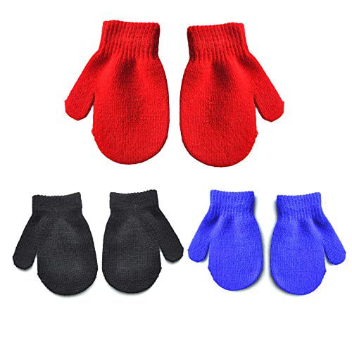 LAIMIO Toddler Magic Stretch Mittens Girls Soft Knit Mitten Baby Boys Winter Knitted Gloves 
