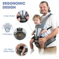 thumbnail image 4 of Baby Carrier, 6-in-1 Ergonomic Baby Carrier with Hip Seat Diaper Pocket Front and Back Baby Sling with Waist Stool Lumbar Support for Breastfeeding Newborn to Toddler, Up 50lbs (Gray), 4 of 15