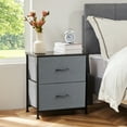 thumbnail image 6 of edx Nightstand Set of 2, End Table Side Table with 2 Fabric Drawers Bedside Table for Bedroom, Closet, Dorm, Grey, 6 of 9