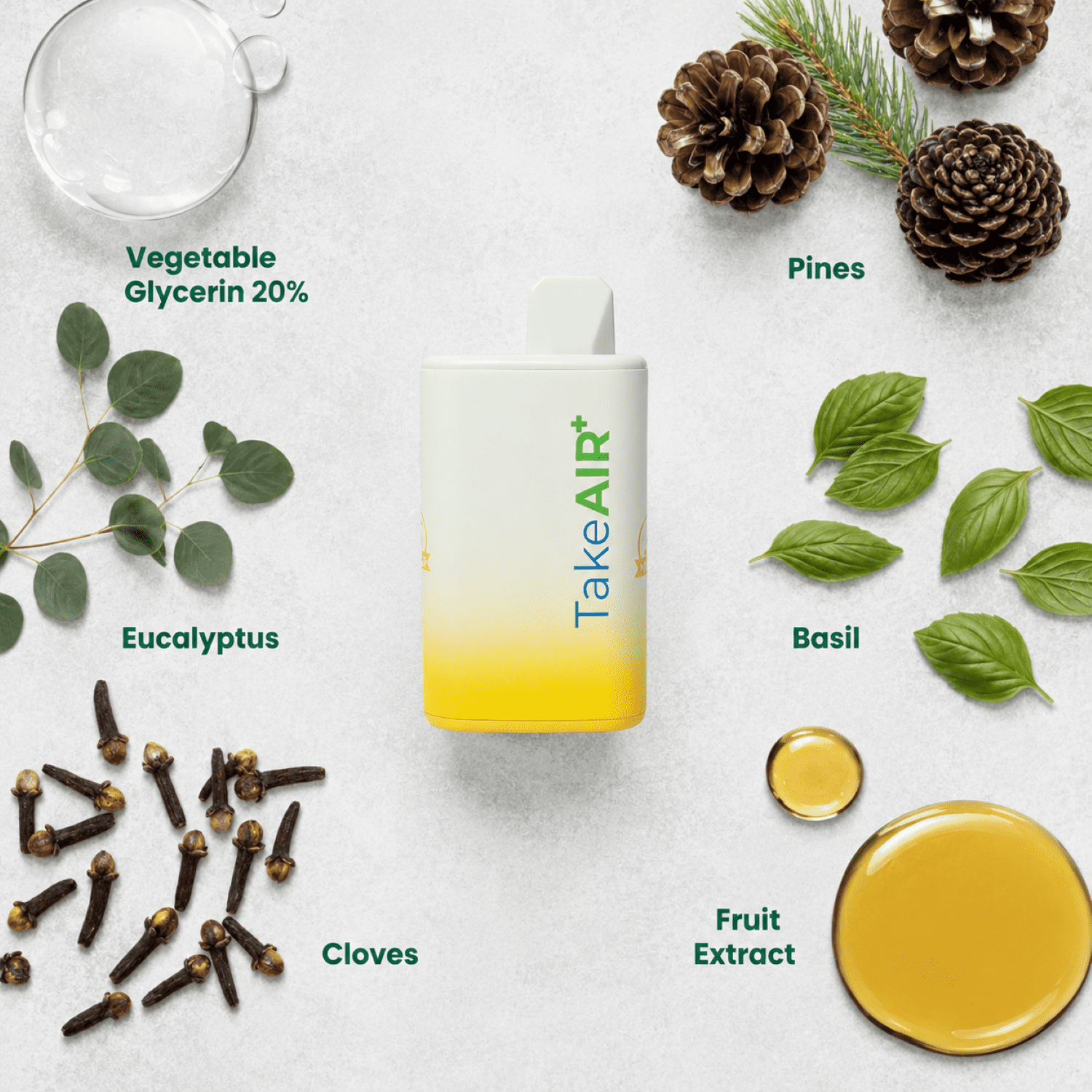 TakeAIR+ Nicotine-Free Diffuser Over 4K Puffs, All Natural, Smokeless Inhaler, Lemon