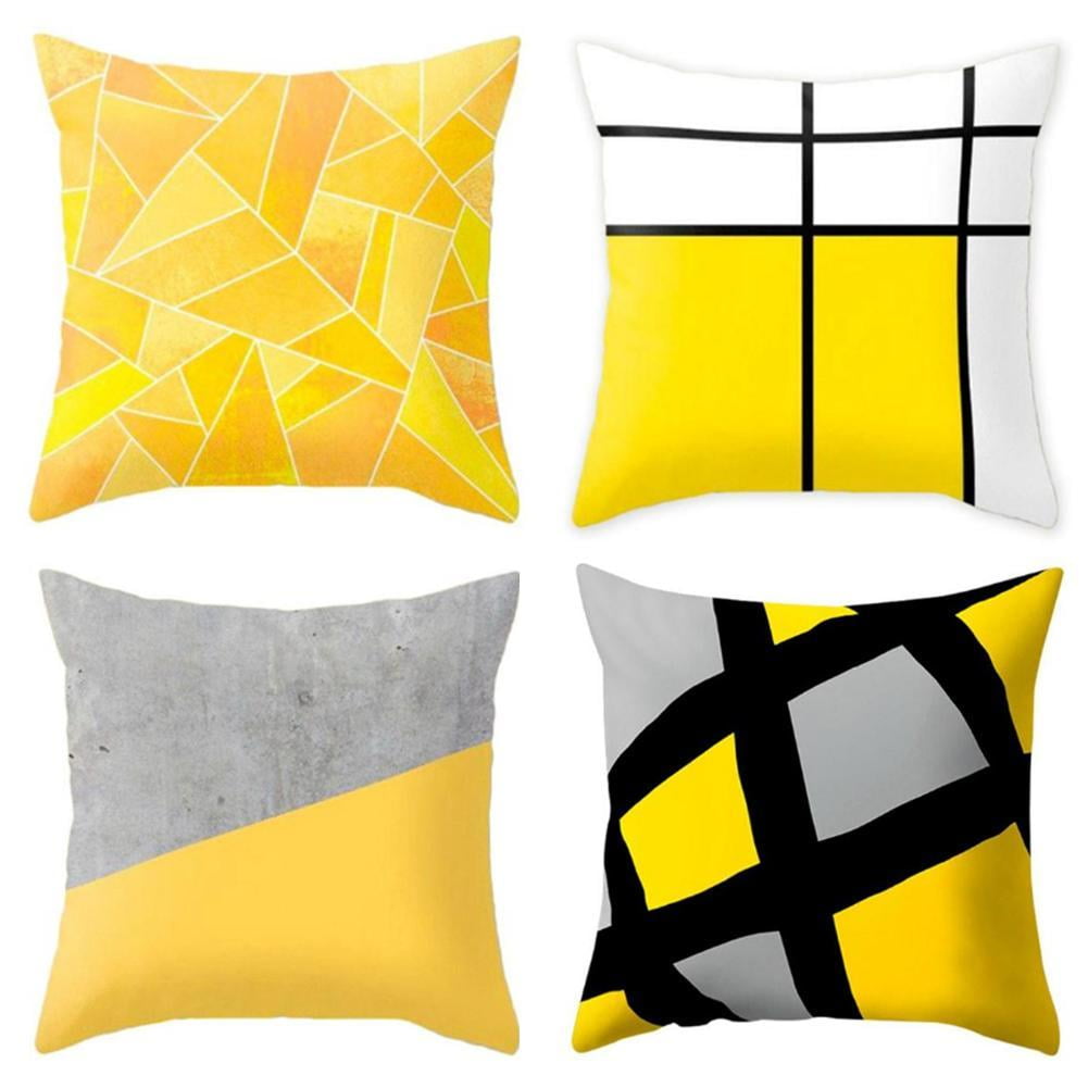 Yellow Geometric Cushion Cover Throw Waist Pillow Case DIY Decor 45*45 Sofa I1D0 