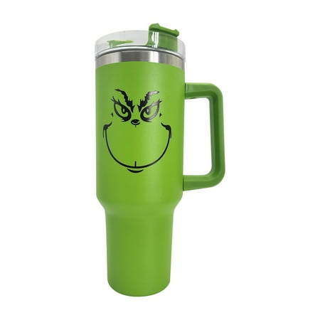 

DJKDJL The Grinch Christmas Tumbler 40 oz Tumbler with Handle and Lid Stainless Steel Vacuum Insulated Tumbler Cups for Iced&Hot coffee Tea Water and Beer. Travel Mug Suitable for Car Cupholder F