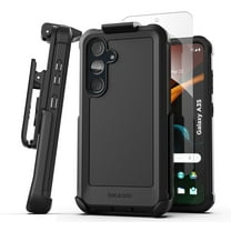 Encased Holster for Samsung Galaxy A35 5G Phone Case with Belt Clip and Glass Screen Protector (Falcon Series) Heavy-Duty Dual Layer Protection (Black)